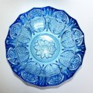 Awesome Vintage Light Blue Crystal Glass Salad Fruit Heavy Bowl Bohemia? 8"
