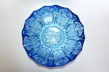 Awesome Vintage Light Blue Crystal Glass Salad Fruit Heavy Bowl Bohemia? 8"