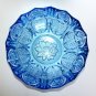 Awesome Vintage Light Blue Crystal Glass Salad Fruit Heavy Bowl Bohemia? 8"