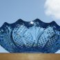 Awesome Vintage Light Blue Crystal Glass Salad Fruit Heavy Bowl Bohemia? 8"