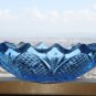 Awesome Vintage Light Blue Crystal Glass Salad Fruit Heavy Bowl Bohemia? 8"
