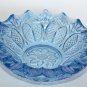 Awesome Vintage Light Blue Crystal Glass Salad Fruit Heavy Bowl Bohemia? 8"