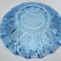 Awesome Vintage Light Blue Crystal Glass Salad Fruit Heavy Bowl Bohemia? 8"