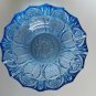 Awesome Vintage Light Blue Crystal Glass Salad Fruit Heavy Bowl Bohemia? 8"