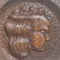 Vintage Wall Hanging Wood Hand Carved Round Girl Face Plaque Signed 1947 Wooden