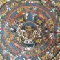 Old Antique Mexico Maya Aztec Calendar Enamel on Copper Plate Wall Hanging Art