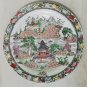 Vintage Chinese Export Porcelain Dish Famille Rose Landscape Scene Excellent