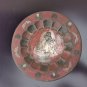 Old Antique Etched Brass Enamel Collector Plate Middle Eastern Art Wall Hanging