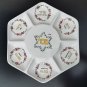 Vintage Porcelain Ceramic Hexagonal Passover Tray Plate Made in Italy Judaica