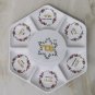 Vintage Porcelain Ceramic Hexagonal Passover Tray Plate Made in Italy Judaica