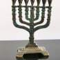 Vintage Small Brass Enamel 7Arms Hanukkah Menorah Israel Jerusalem Holy Land