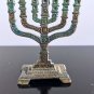 Vintage Small Brass Enamel 7Arms Hanukkah Menorah Israel Jerusalem Holy Land