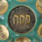Old Vintage Brass Enameled Passover Tray Plate Judaica Jerusalem Wall Hanging 24