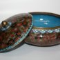 Old Vintage Large Round Cloisonne Lidded Bowl Floral Pattern Excellent Cond 7"