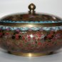Old Vintage Large Round Cloisonne Lidded Bowl Floral Pattern Excellent Cond 7"