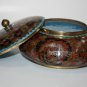 Old Vintage Large Round Cloisonne Lidded Bowl Floral Pattern Excellent Cond 7"