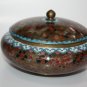 Old Vintage Large Round Cloisonne Lidded Bowl Floral Pattern Excellent Cond 7"