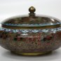 Old Vintage Large Round Cloisonne Lidded Bowl Floral Pattern Excellent Cond 7"