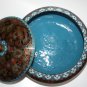 Old Vintage Large Round Cloisonne Lidded Bowl Floral Pattern Excellent Cond 7"