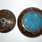 Old Vintage Large Round Cloisonne Lidded Bowl Floral Pattern Excellent Cond 7"