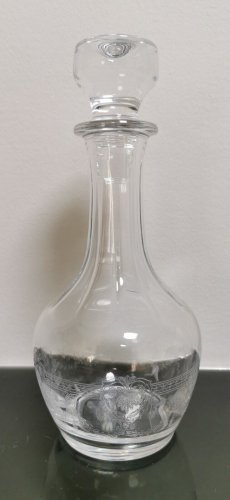 Awesome Vintage Floral and Foliage Etched Clear Glass Decanter France Original