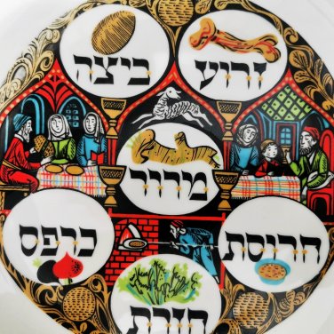 Vintage Porcelain Naaman Passover Tray Plate Holy Land Judaica Jerusalem Rare