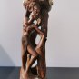 Heavy Wood Carved African Male and Female Holding Zulu Swazi Drum on the Head