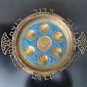 Vintage Brass Bronze Enamel Passover Tray Plate Jerusalem Israel Pesah Excellent