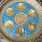 Vintage Brass Bronze Enamel Passover Tray Plate Jerusalem Israel Pesah Excellent
