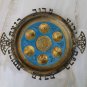 Vintage Brass Bronze Enamel Passover Tray Plate Jerusalem Israel Pesah Excellent