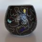 Lapid Old Vintage Israel Ceramic Art Vase Bowl Hand Made and Painted Rarest 60's
