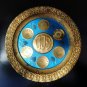 Antique Brass Copper Enamel Round Passover Tray Plate Jerusalem Israel