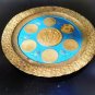 Antique Brass Copper Enamel Round Passover Tray Plate Jerusalem Israel
