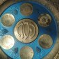 Antique Brass Copper Enamel Round Passover Tray Plate Jerusalem Israel