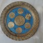 Antique Brass Copper Enamel Round Passover Tray Plate Jerusalem Israel