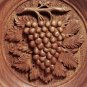 Black Forest Wall Hanging Wood Hand Carved Round Grape Plaque Signed 50's Lecie