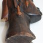 Hand Carved Wooden Old African Tribal Female Head Figurine Sculpture 22cm Decor