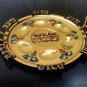 Vintage Gold Plated Enamel Passover Tray Plate Jerusalem Brass Bronze Rare