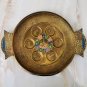 Vintage Pesach Rare Brass Bronze Enamel Passover Tray Plate Jerusalem Israel