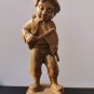 Vintage Black Forest Germany Hand Carved Wood Figurine Boy Playing Violin 11"