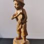 Vintage Black Forest Germany Hand Carved Wood Figurine Boy Playing Violin 11"