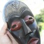 Old Antique Handcrafted In Ghana Africa Wooden Mask Carved with Metal Inlay Rare