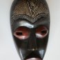 Old Antique Handcrafted In Ghana Africa Wooden Mask Carved with Metal Inlay Rare