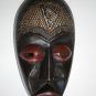 Old Antique Handcrafted In Ghana Africa Wooden Mask Carved with Metal Inlay Rare