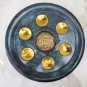 Old Vintage Passover Tray Plate Brass Enamel Jerusalem Israel Antique Finish