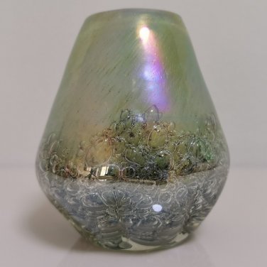 Awesome Heavy Glass Bubbled Hand Blown Nebula Vase Inkwell Paperweight Rare 600G