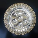 Antique Silver Plated Round Passover Tray Plate Jerusalem Israel