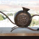 Handmade Israel Arts & Crafts Hammered Copper Vase on Stand Vintage 50's
