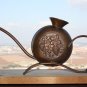 Handmade Israel Arts & Crafts Hammered Copper Vase on Stand Vintage 50's