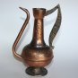 Arts & Crafts 50's Israel Hammered Copper Coffee Pot with Brass Handle and Base